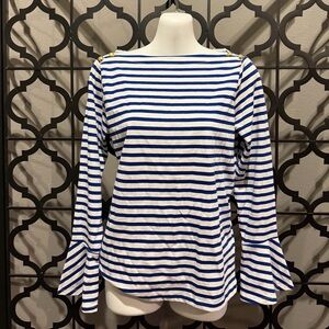Ralph Lauren Nautical Blue and White Boatneck Striped Blouse